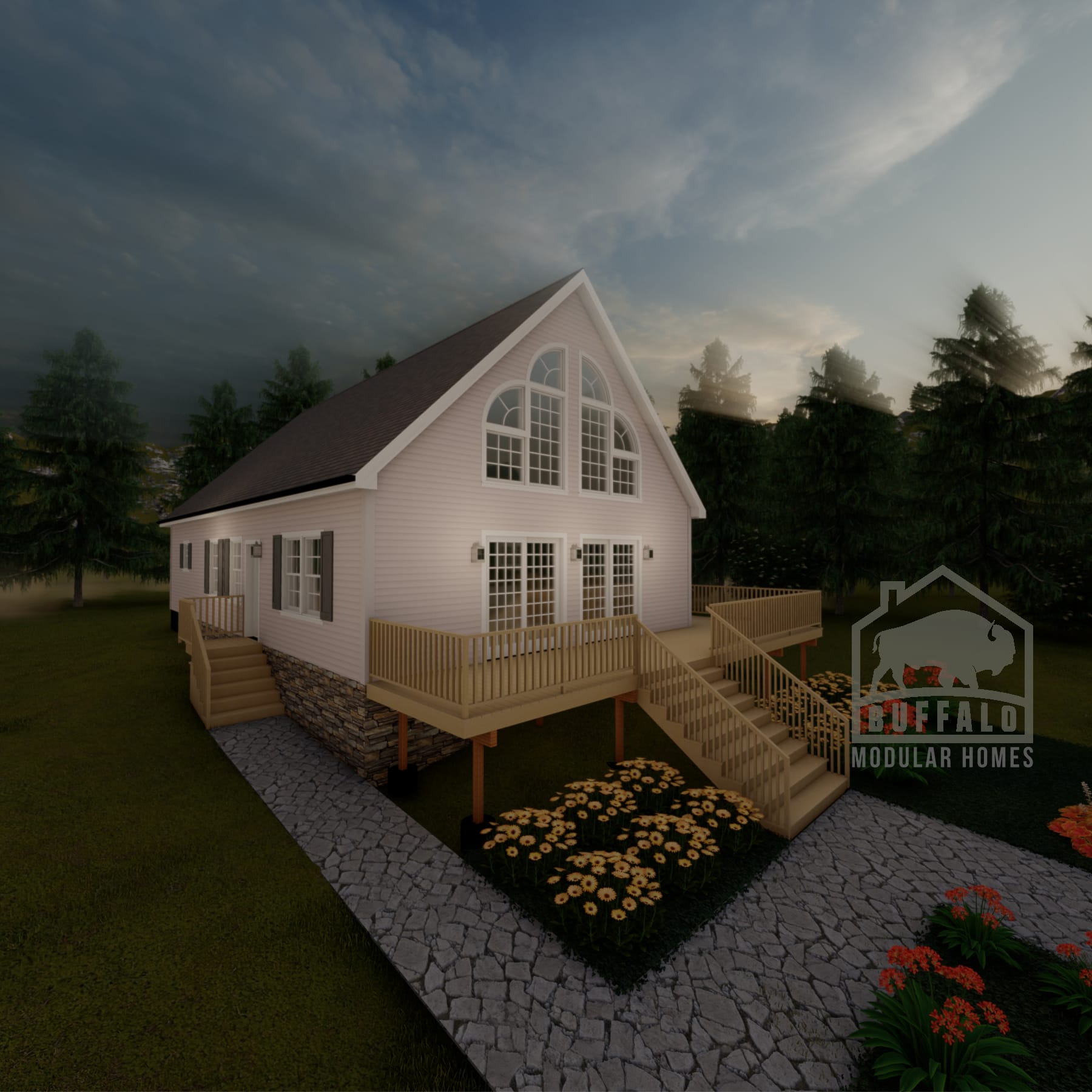 Bayview chalet - front elevation 1w