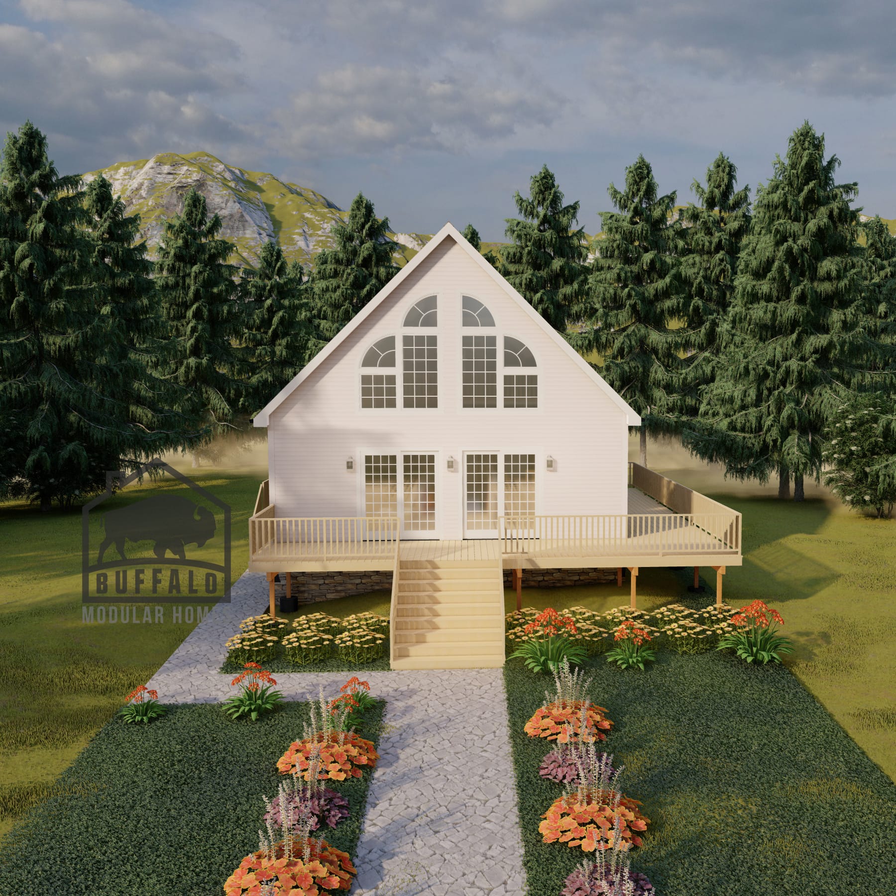 Bayview chalet - front elevation 5w